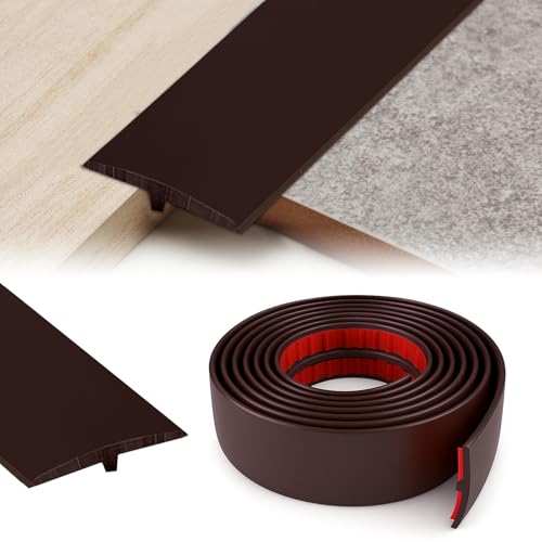 YushengTai übergangsprofil, T Profil übergangsprofil Selbstklebend, Türschwellen Leiste übergangsleiste Wird für Gelenke Zwischen Zwei Etagen Verwendet (Dunkelbraun, 5cm×1m) von YushengTai