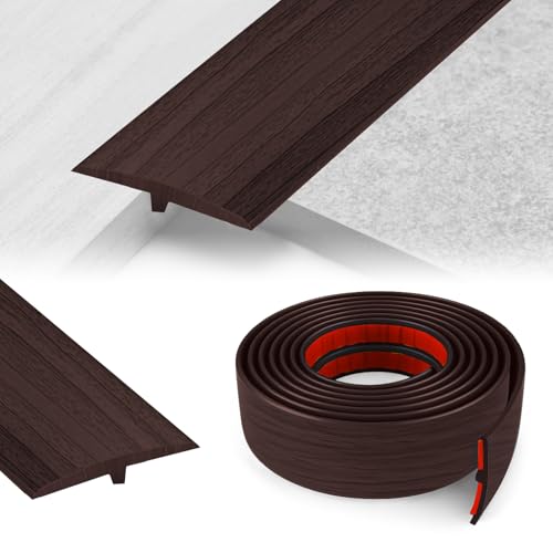 YushengTai übergangsprofil, T Profil übergangsprofil Selbstklebend, Türschwellen Leiste übergangsleiste Wird für Gelenke Zwischen Zwei Etagen Verwendet (Nussbaum dunkel, 5cm×1m) von YushengTai