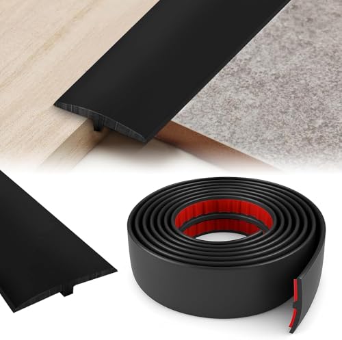 YushengTai übergangsprofil, T Profil übergangsprofil Selbstklebend, Türschwellen Leiste übergangsleiste Wird für Gelenke Zwischen Zwei Etagen Verwendet (Schwarz, 5cm×1m) von YushengTai