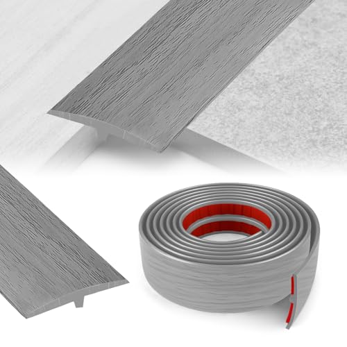 YushengTai übergangsprofil, T Profil übergangsprofil Selbstklebend 5cm×3m, Türschwellen Leiste übergangsleiste Wird für Gelenke Zwischen Zwei Etagen Verwendet (Grau Maser, 5cm×3m) von YushengTai