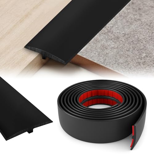 YushengTai übergangsprofil, T Profil übergangsprofil Selbstklebend 5cm×3m, Türschwellen Leiste übergangsleiste Wird für Gelenke Zwischen Zwei Etagen Verwendet (Schwarz, 5cm×3m) von YushengTai
