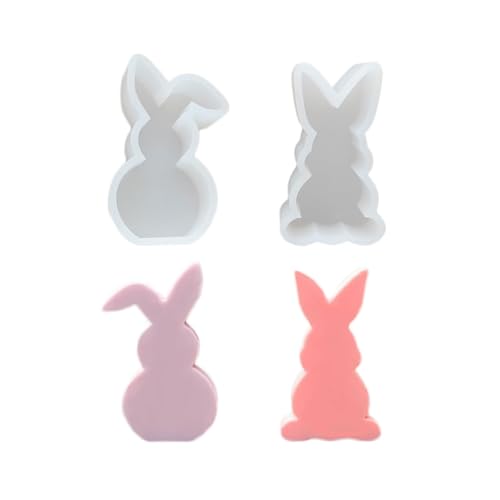 2 Stück Ostern Kaninchen Silikonformen Gießformen, 3D Hasenform für Ostern, Ostern Hase Backform, Osterhase Silikonform for Gips, DIY Hasenform für Ostern, Ostergeschenke (B) von YuuFcy