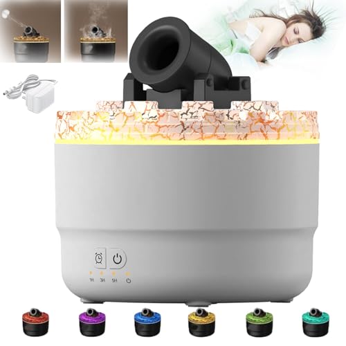 Cannon Aroma Luftbefeuchter mit LED, Cannon Luftdiffusor Aroma Diffuser, 7 Farben LED Dampf Kanone Luftbefeuchter Silent,Mit 3 Timer Timing, 280ML Diffusor, Wasserlose Abschaltautomatik (Weiß) von YuuFcy