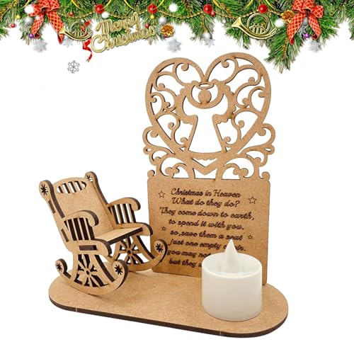 Kerzenhalter Weihnachten Deko, Weihnachts Gedenk Ornament, Weihnachtskerzenhalter, Personalisiert Schaukelstuhl Weihnachtsbaum Teelichthalter, Geschenke Merry Christmas In Heaven Teelichthalter (B) von YuuFcy