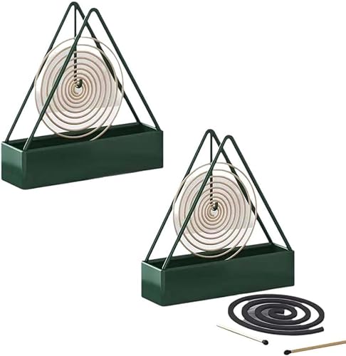 Mückenspirale Halter, Tragbare Moskito Spulen Halterung, Dreieckige Hängespule aus Metall Moskitospulen-Halter, Moskito Spulenhalter für Zuhause Camping Außenbereich (2 Stücke-Grün) von YuuFcy