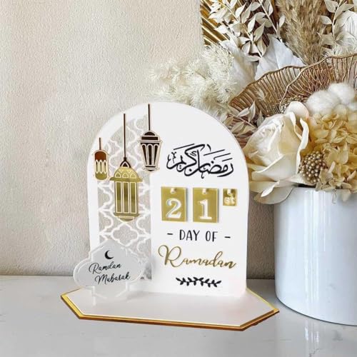 Ramadan Kalender 2024 2024 Eid Mubarak Weihnachtsdekoration Ramadans Adventsdekoration, Acryl DIY Countdown Adventkalender Eid Mubarak Dekoration für Zuhause Ramadan Ornament Geschenk (Weiß) von YuuFcy