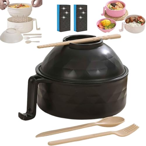 Schüssel mit, Mikrowelle, Microwave Ramen Bowl, Ramen-Nudelschüssel mit Essstäbchen, Microwave Ramen Cooker Instant Noodles Bowl with Chopsticks Spoon Phone Holder (C) von YuuFcy