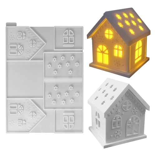 Silikonformen Gießformen Häuser, 3D Silikonform Haus Silikonform Kerzenhalter, Silikonform Weihnachten Gießformen Silikon Gießform Haus Gips Zum Gießen (C) von YuuFcy