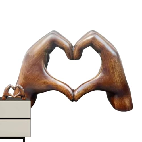 YuuFcy Deko Skulptur Hand und Herz für Wohnzimmer & Schlafzimmer, Gesten-Skulptur, Handgeste, Herzform Hand Statue Hochzeit, Partner/in, Mutter, Oma, Schwarz (1PC) von YuuFcy