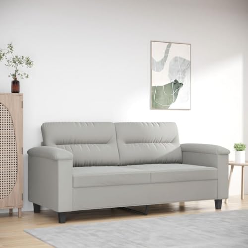 2-Sitzer-Sofa Hellgrau 140 cm, Robustes Mikrofasergewebe, Metallgestell, Bequemes Polstersofa für Wohnzimmer und Schlafzimmer von YuuSsea