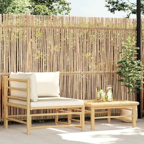 2-TLG. Garten-Lounge-Set, Cremeweißes Bambus-Loungeset für Terrasse, Outdoor-Möbel mit Tisch, Bequeme Kissen, perfekt für den Außenbereich 2-TLG. Garten-Lounge-Set, Cremeweißes Bambus-Loungeset für Terrasse, Outdoor-Möbel mit Tisch, Bequeme Kissen, perfekt für den Außenbereich von YuuSsea