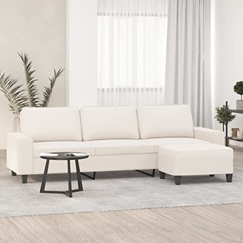 3-Sitzer-Sofa mit Hocker, Beige Mikrofasergewebe 210 cm Sitzbreite, Robustes Wohnzimmer Couch Set für Komfort & Entspannung 3-Sitzer-Sofa mit Hocker, Beige Mikrofasergewebe 210 cm Sitzbreite, Robustes Wohnzimmer Couch Set für Komfort & Entspannung von YuuSsea
