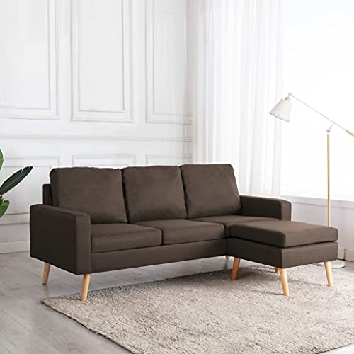 3-Sitzer-Sofa mit Hocker, Braun, Stoffbezug aus 100% Polyester, Massivholzrahmen, Wohnzimmer Couch Set für Komfort und Entspannung, 184 cm Breite 3-Sitzer-Sofa mit Hocker, Braun, Stoffbezug aus 100% Polyester, Massivholzrahmen, Wohnzimmer Couch Set für Komfort und Entspannung, 184 cm Breite von YuuSsea