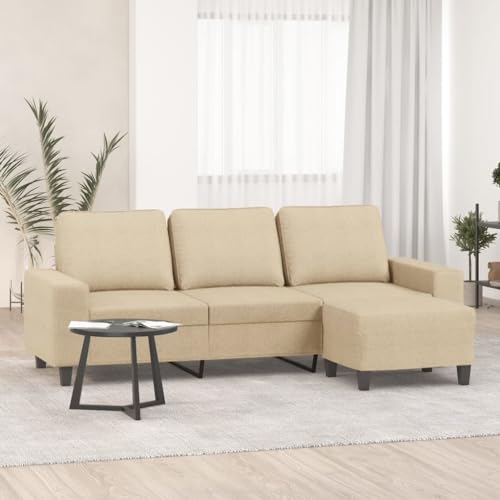 3-Sitzer-Sofa mit Hocker, Creme, 180 cm Sitzbreite, Stoffbezug, Robustes Metallgestell, Bequemes Polstersofa für Wohnzimmer, Modernes Lounge-Möbel 3-Sitzer-Sofa mit Hocker, Creme, 180 cm Sitzbreite, Stoffbezug, Robustes Metallgestell, Bequemes Polstersofa für Wohnzimmer, Modernes Lounge-Möbel von YuuSsea