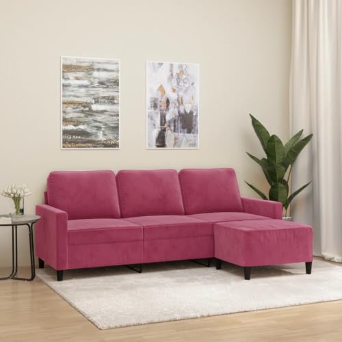 3-Sitzer-Sofa mit Hocker, Weinrot, 180 cm, Samt, Weich Gepolstert, Robustes Metallgestell, Vielseitig für Wohnzimmer, Gemütliches Sitzerlebnis 3-Sitzer-Sofa mit Hocker, Weinrot, 180 cm, Samt, Weich Gepolstert, Robustes Metallgestell, Vielseitig für Wohnzimmer, Gemütliches Sitzerlebnis von YuuSsea