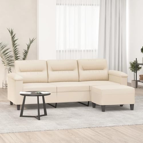 3-Sitzer-Sofa mit Hocker Beige, 210 cm Mikrofasergewebe, Robustes Gestell, Modernes Design für Wohnzimmer 3-Sitzer-Sofa mit Hocker Beige, 210 cm Mikrofasergewebe, Robustes Gestell, Modernes Design für Wohnzimmer von YuuSsea