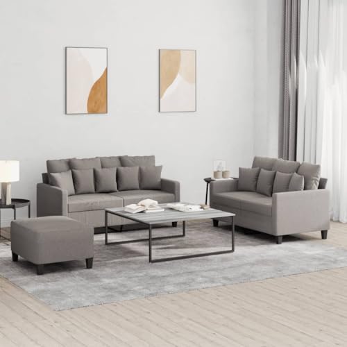 3-TLG. Sofagarnitur, Taupe Stoff, mit Kissen, Metallrahmen, 158 cm Breite, Robustes Design, für Wohnzimmer, gemütliche TV-Abende 3-TLG. Sofagarnitur, Taupe Stoff, mit Kissen, Metallrahmen, 158 cm Breite, Robustes Design, für Wohnzimmer, gemütliche TV-Abende von YuuSsea
