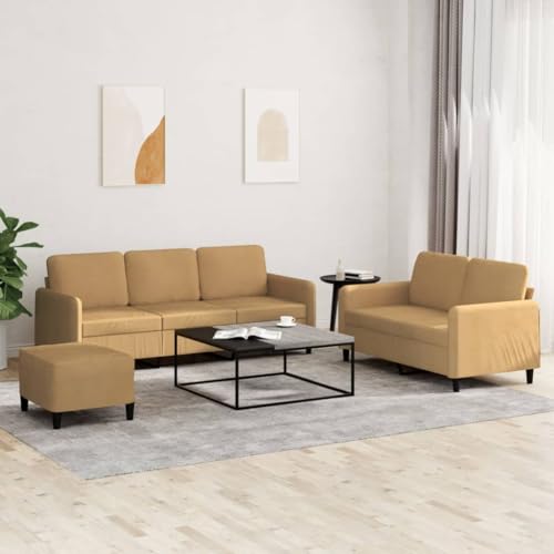 3-TLG. Sofagarnitur Braun Samt, Robustes Wohnzimmer Set mit 2-Sitzer, 3-Sitzer Sofa und Fußhocker, Bequemes Polstersofa für Lounge, Schlafzimmer 3-TLG. Sofagarnitur Braun Samt, Robustes Wohnzimmer Set mit 2-Sitzer, 3-Sitzer Sofa und Fußhocker, Bequemes Polstersofa für Lounge, Schlafzimmer von YuuSsea