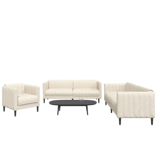 3-TLG. Sofagarnitur Creme Stoff, Wohnzimmergarnitur mit Sessel, 2-Sitzer und 3-Sitzer, bequemes Polstersofa Set für Zuhause, strapazierfähiger Bezug, modernes Design 3-TLG. Sofagarnitur Creme Stoff, Wohnzimmergarnitur mit Sessel, 2-Sitzer und 3-Sitzer, bequemes Polstersofa Set für Zuhause, strapazierfähiger Bezug, modernes Design von YuuSsea