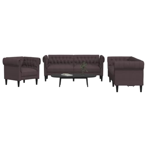 3-TLG. Sofagarnitur Dunkelbraun Stoff, Wohnzimmer Couch Set mit Sessel, 2-Sitzer & 3-Sitzer Sofa, Bequeme Polstermöbel für Zuhause, Langlebige Lounge Möbel von YuuSsea