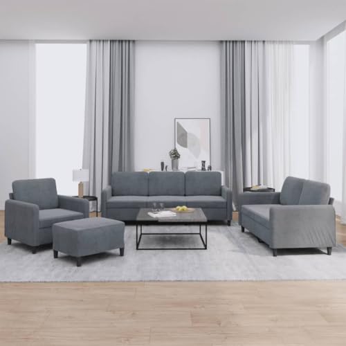 4-TLG. Sofagarnitur Dunkelgrau Samt, Polstermöbel Set mit Sessel, 2-Sitzer Sofa, 3-Sitzer Sofa und Fußhocker, Wohnzimmer Schlafzimmer Lounge Möbel 4-TLG. Sofagarnitur Dunkelgrau Samt, Polstermöbel Set mit Sessel, 2-Sitzer Sofa, 3-Sitzer Sofa und Fußhocker, Wohnzimmer Schlafzimmer Lounge Möbel von YuuSsea