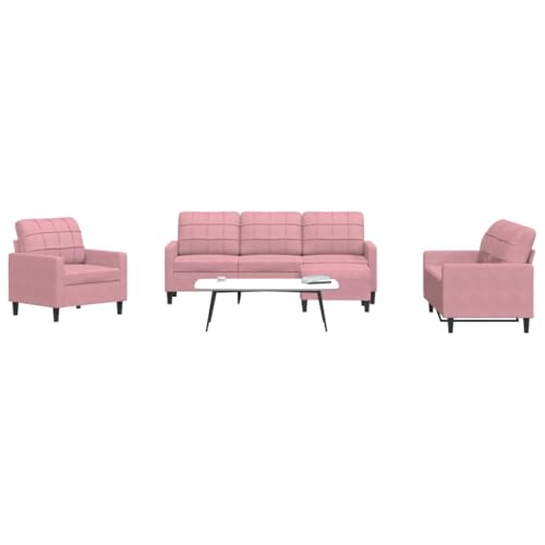 4-TLG. Sofagarnitur Rosa Samt, Wohnzimmer Couch Set mit Sessel, 2-Sitzer, 3-Sitzer & Hocker, Metallgestell, Weiche Kissen, für Wohnzimmer, Schlafzimmer 4-TLG. Sofagarnitur Rosa Samt, Wohnzimmer Couch Set mit Sessel, 2-Sitzer, 3-Sitzer & Hocker, Metallgestell, Weiche Kissen, für Wohnzimmer, Schlafzimmer von YuuSsea