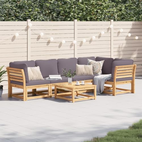 6-TLG. Garten-Lounge-Set aus Akazien-Massivholz mit Kissen, modular, für Terrasse, Balkon, Außenbereich, Bequeme Sitzgruppe von YuuSsea