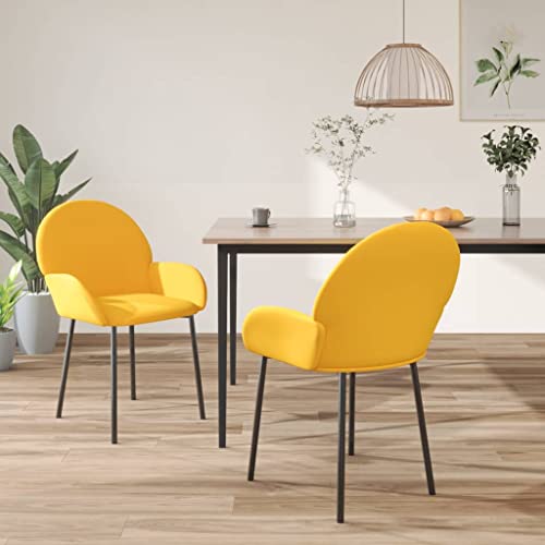 Esszimmerstühle 2er-Set, Gelb Samt, Polsterstuhl mit Armlehnen, Robuster Metallrahmen für Esszimmer, Küche, Wohnzimmer von YuuSsea