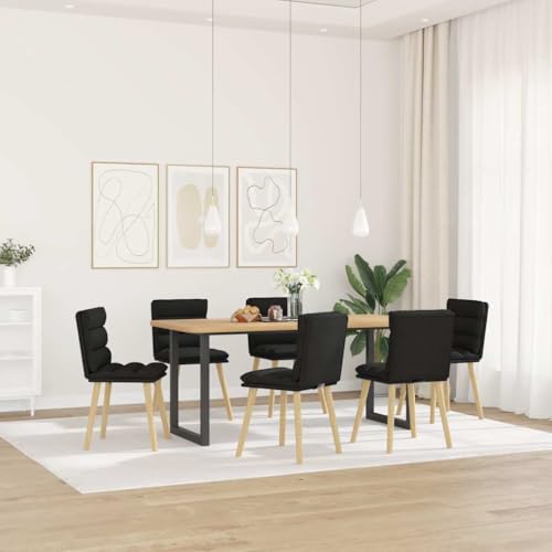 Esszimmerstühle 6 STK. Schwarz Stoff, Modern Dining Stuhl Set mit Metall & Massivholz Beinen, Bequeme Küchenstuhl für Wohnzimmer, Essbereich von YuuSsea