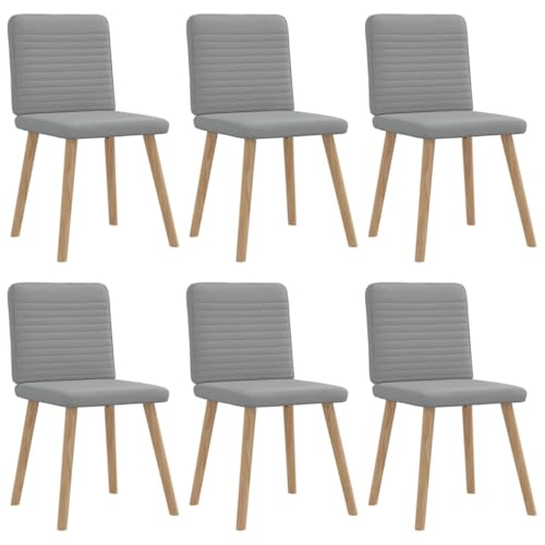 Esszimmerstühle 6er-Set, Hellgrau Stoff, Moderne Polsterstühle mit robustem Holz- und Metallgestell, Bequeme Esszimmerstühle für Küche und Wohnzimmer von YuuSsea