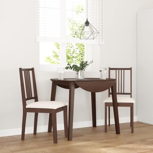Esszimmerstühle mit Kissen, 2er Set, Braun Massivholz Gummibaum, Ergonomische Küchenstühle für Esszimmer & Wohnzimmer von YuuSsea