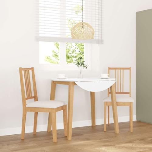 Esszimmerstühle mit Kissen, 2er Set, Natur Massivholz, Gummibaum, Ergonomisches Design für Küche, Wohnzimmer von YuuSsea