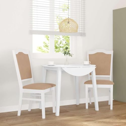Esszimmerstühle mit Kissen, 2er-Set, Weiß, Massivholz Gummibaum, Ergonomisches Design für Esszimmer Küche Wohnzimmer von YuuSsea