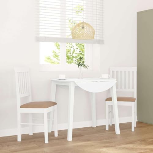 Esszimmerstühle mit Kissen, 2er-Set, modernes Design, Massivholz Gummibaum, weiße Oberfläche, hohe Rückenlehne, ideal für Küche & Wohnzimmer von YuuSsea