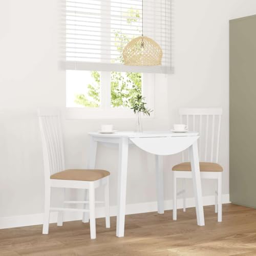 Esszimmerstühle mit Kissen, 2er-Set aus massivem Gummibaumholz, weiß, ergonomisches Design für Küche & Wohnzimmer, hohe Tragfähigkeit von YuuSsea
