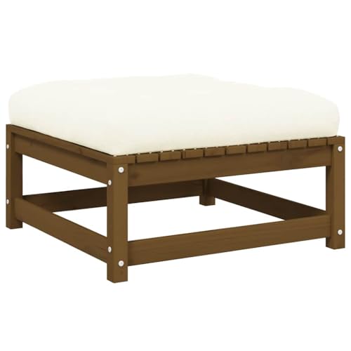 Garten-Fußhocker Honigbraun, Kiefer Massivholz, Outdoor-Möbel mit Cremefarbenem Kissen, Modular, Robustes Loungesofa-Element für Terrasse & Balkon Garten-Fußhocker Honigbraun, Kiefer Massivholz, Outdoor-Möbel mit Cremefarbenem Kissen, Modular, Robustes Loungesofa-Element für Terrasse & Balkon von YuuSsea