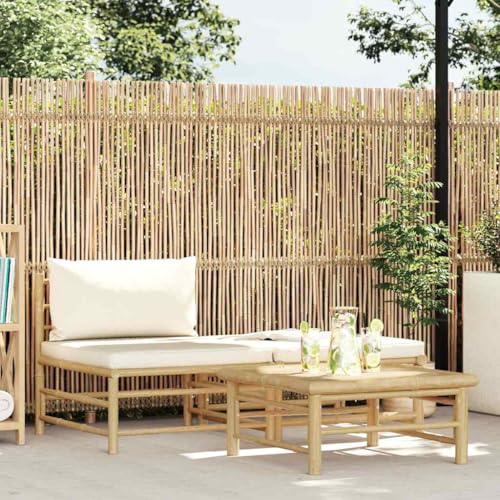 Garten Lounge Set, 3-TLG. Bambus Sitzgruppe mit Cremeweißen Kissen, Outdoor Möbel für Terrasse & Balkon Garten Lounge Set, 3-TLG. Bambus Sitzgruppe mit Cremeweißen Kissen, Outdoor Möbel für Terrasse & Balkon von YuuSsea