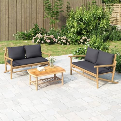 Gartenbank aus Bambus, dunkelgraue Kissen, 115cm breit, bequemer 2-Sitzer, für Terrasse, Garten, Balkon, Outdoor-Bereich Gartenbank aus Bambus, dunkelgraue Kissen, 115cm breit, bequemer 2-Sitzer, für Terrasse, Garten, Balkon, Outdoor-Bereich von YuuSsea