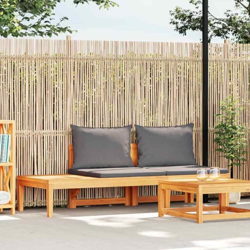 Gartenbank mit integriertem Tisch, dunkelgrauen Kissen, aus massivem Akazienholz für den Außenbereich, langlebige Terrassenmöbel Gartenbank mit integriertem Tisch, dunkelgrauen Kissen, aus massivem Akazienholz für den Außenbereich, langlebige Terrassenmöbel von YuuSsea