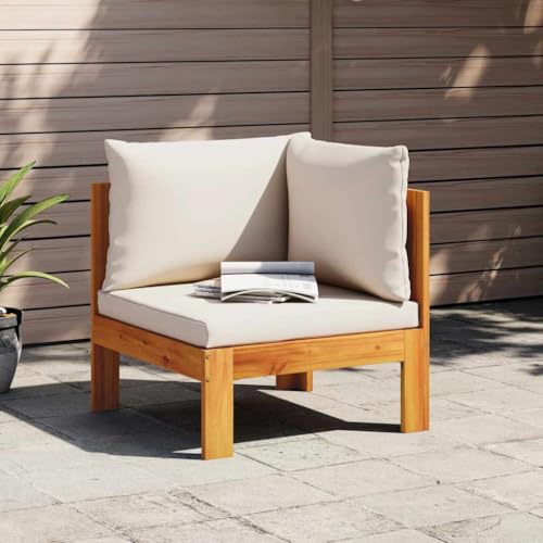 Gartensofa Ecksofa Massivholz Akazie, Outdoor Patio Möbel Set mit Cremeweißen Kissen, Modulares Design für Terrasse Balkon, Robust Langlebig Gartensofa Ecksofa Massivholz Akazie, Outdoor Patio Möbel Set mit Cremeweißen Kissen, Modulares Design für Terrasse Balkon, Robust Langlebig von YuuSsea