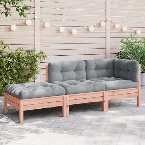 Gartensofa mit Kissen, Douglasienholz 3-Sitzer, Modulares Loungeset, Outdoor-Möbel für Terrasse, Balkon, Garten, mit Hocker, Grau Gartensofa mit Kissen, Douglasienholz 3-Sitzer, Modulares Loungeset, Outdoor-Möbel für Terrasse, Balkon, Garten, mit Hocker, Grau von YuuSsea