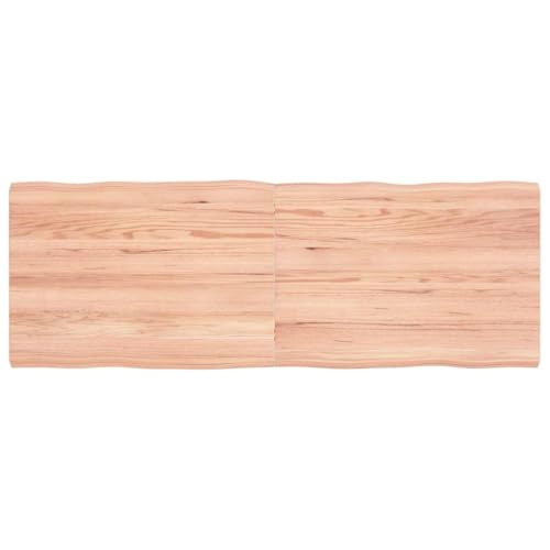 Massivholz Eichenholz Tischplatte 140x50x(2-4) cm, Natur Baumkante, lackiert, robust für Esstisch, Schreibtisch & Küche von YuuSsea