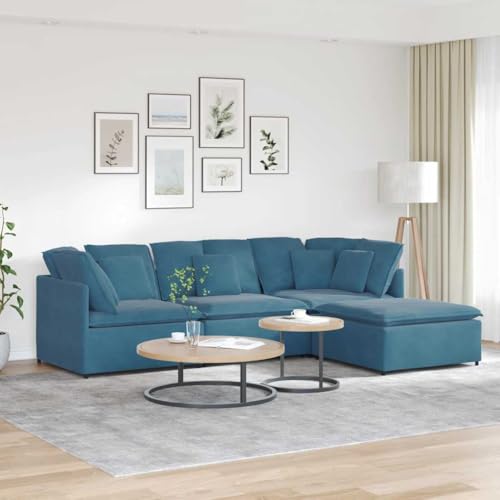 Modulares Samt Sofa Blau 300x200x64cm, Ecksofa mit Fußhocker, Wohnzimmer Couch Set, Weiche Polsterung, Metallrahmen, Großzügige Sitzgelegenheit für Zuhause Modulares Samt Sofa Blau 300x200x64cm, Ecksofa mit Fußhocker, Wohnzimmer Couch Set, Weiche Polsterung, Metallrahmen, Großzügige Sitzgelegenheit für Zuhause von YuuSsea