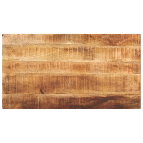 Rechteckige Tischplatte aus rauem Massivholz Mango, 100x50x3,8 cm, vielseitige Holzplatte für Esstisch, Küchentheke, Schreibtisch oder Bartisch, einfach zu reinigen und robust von YuuSsea