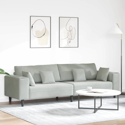 Samt Sofa Hellgrau 208 cm, 4-Sitzer Couch mit Kissen, Moderne Wohnzimmer Lounge Möbel, Robustes Schlafsofa für Zuhause Samt Sofa Hellgrau 208 cm, 4-Sitzer Couch mit Kissen, Moderne Wohnzimmer Lounge Möbel, Robustes Schlafsofa für Zuhause von YuuSsea