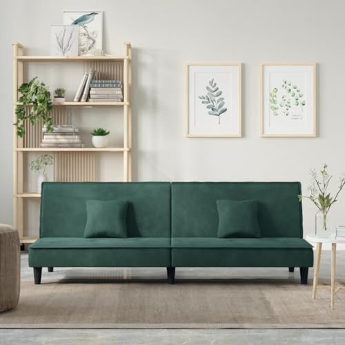 Schlafsofa Dunkelgrün Samt, Verstellbare Rückenlehne, Klappbares Bettsofa mit Kissen, Robustes Sperrholzgestell, 200x89x70 cm, für Wohnzimmer, Gästezimmer Schlafsofa Dunkelgrün Samt, Verstellbare Rückenlehne, Klappbares Bettsofa mit Kissen, Robustes Sperrholzgestell, 200x89x70 cm, für Wohnzimmer, Gästezimmer von YuuSsea