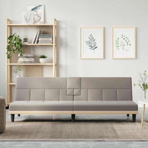 Schlafsofa mit Getränkehaltern, Taupe Stoff, 200x89x70 cm, verstellbare Rückenlehne, USB-Anschluss, Robustes Design für Wohnzimmer und Gästezimmer Schlafsofa mit Getränkehaltern, Taupe Stoff, 200x89x70 cm, verstellbare Rückenlehne, USB-Anschluss, Robustes Design für Wohnzimmer und Gästezimmer von YuuSsea