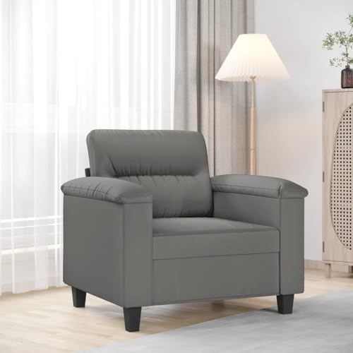Sessel Dunkelgrau 60 cm Mikrofasergewebe, Robuster Relaxsessel für Wohnzimmer Schlafzimmer, Bequemer Einzelsessel mit Metallgestell, Modernes Design Lounge Sessel von YuuSsea
