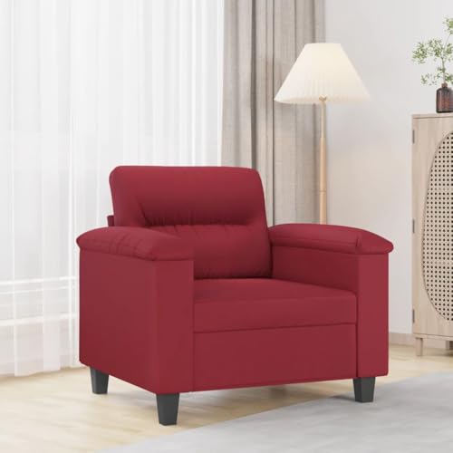 Sessel Weinrot 60 cm Kunstleder, Robuster Loungesessel mit Metallgestell, Bequemer Relaxsessel für Wohnzimmer, Schlafzimmer, Büro, Modernes Design von YuuSsea
