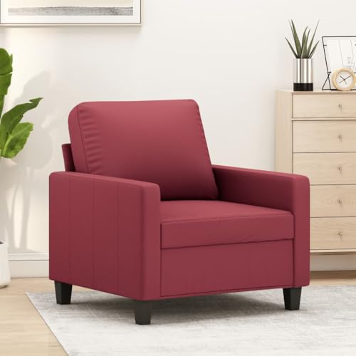 Sessel Weinrot 60 cm Kunstleder, Robuster Loungesessel mit Metallgestell, Bequemer Relaxsessel für Wohnzimmer, Schlafzimmer, Büro von YuuSsea